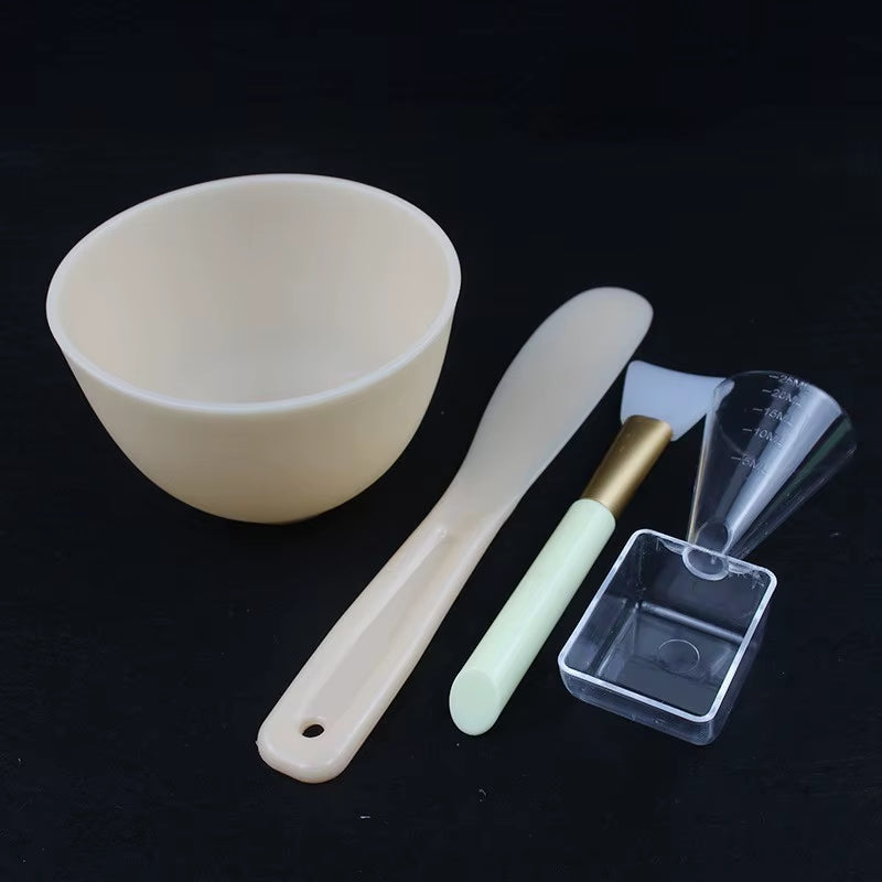 3/4Pcs Face Mask Brush Set Reusable Mask Mixing Bowl Facial Applicator Spatula Stirring Soft Fan Facial Brushes Makeup Supplies