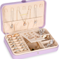 Small Jewelry Travel Case with Ring Holder, Earring Storage, Necklace Hooks & Removable Dividers, Lavender