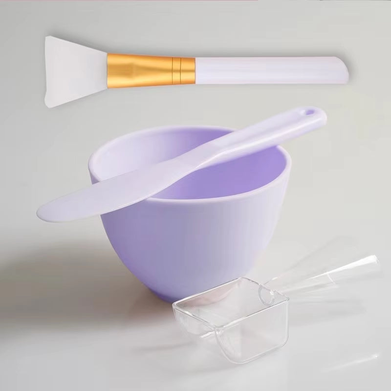 3/4Pcs Face Mask Brush Set Reusable Mask Mixing Bowl Facial Applicator Spatula Stirring Soft Fan Facial Brushes Makeup Supplies