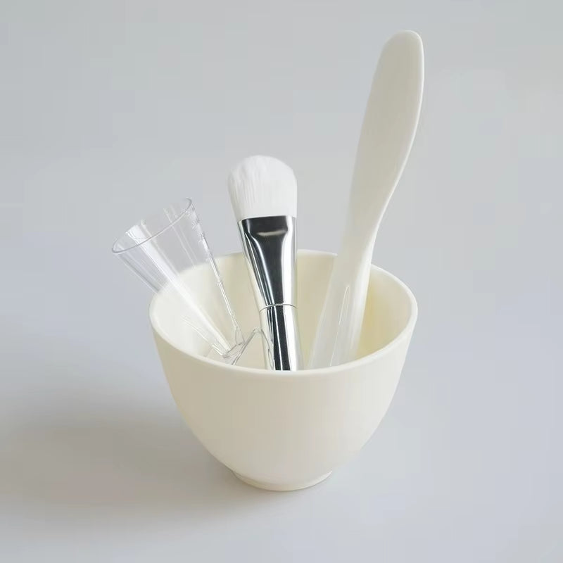 3/4Pcs Face Mask Brush Set Reusable Mask Mixing Bowl Facial Applicator Spatula Stirring Soft Fan Facial Brushes Makeup Supplies
