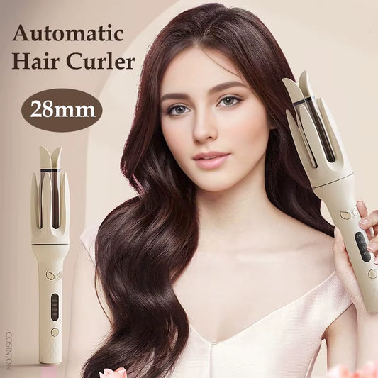 Automatic Hair Curler 28Mm Negative Ions Electric Ceramic Curling Hair Stick Rotating Curl Waves Anti-Tangle Curling Iron Styler