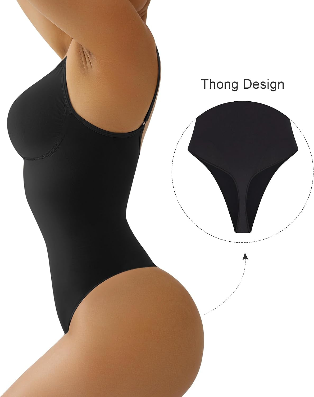 Women'S Tummy Control Shapewear Thong Bodysuit Seamless Waist Snatching Body Shaper