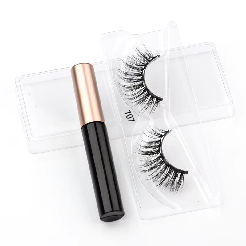 1 Pair False Eyelashes Set Magnetic Eyelashes Magnetic Liquid Eyeliner Set Waterproof Long-Lasting False Eyelash Extension