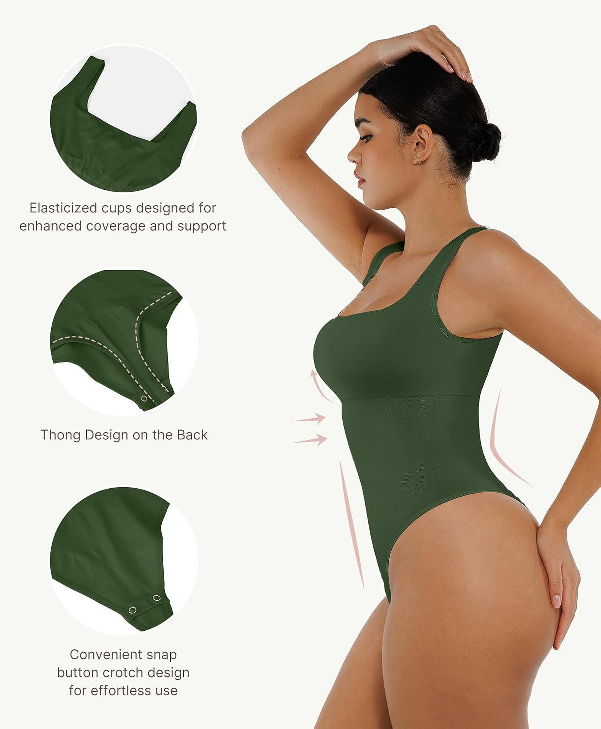 Bodysuit Seamless Square Neck Tummy Control Shapewear Bodysuit