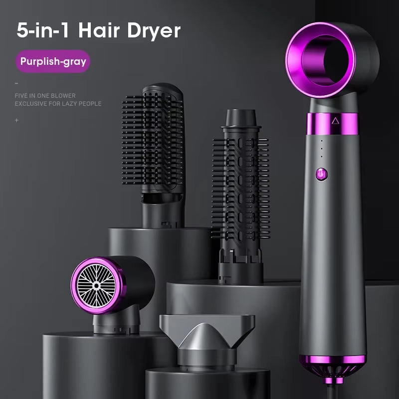 Multifunction Hair Dryer 5 in 1 Hot Air Comb Automatic Curling Rod Straight Hair Comb Hair Dryer Salon Style Tool Fast Dry