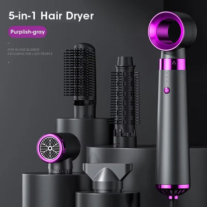 Multifunction Hair Dryer 5 in 1 Hot Air Comb Automatic Curling Rod Straight Hair Comb Hair Dryer Salon Style Tool Fast Dry