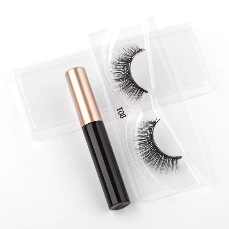 1 Pair False Eyelashes Set Magnetic Eyelashes Magnetic Liquid Eyeliner Set Waterproof Long-Lasting False Eyelash Extension