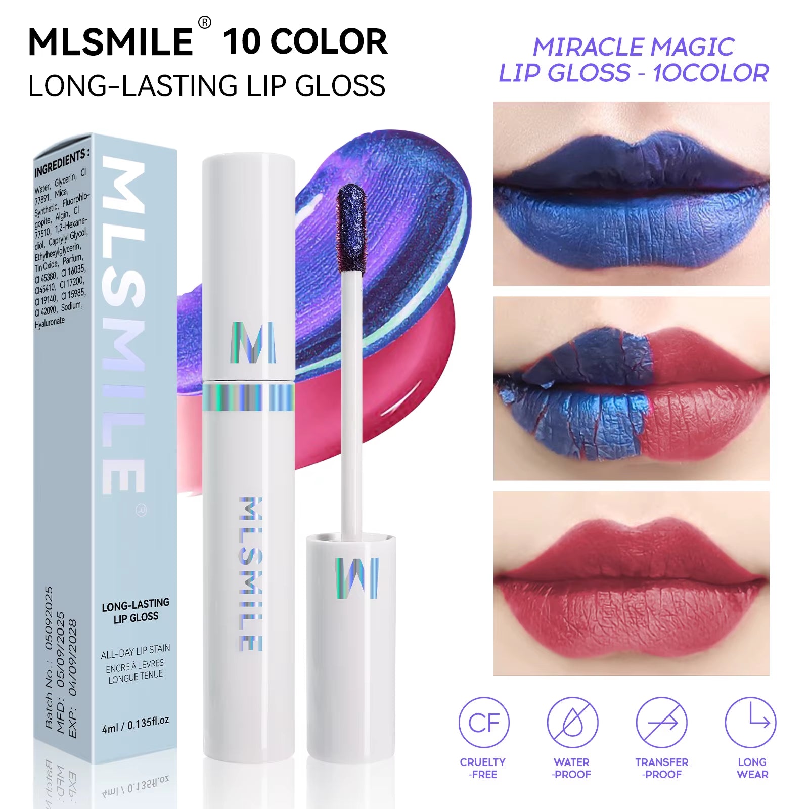 Cracking Lip Stain Wipe off Pink Lip Tint Transfer Proof Lasting Non-Stick Cup Peel off Metallic Lip Mask Waterproof Cosmetics
